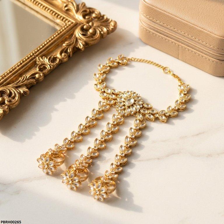 PBRH00265 FRN Three-Finger Ring Angla Bracelet Adjustable - PBRH