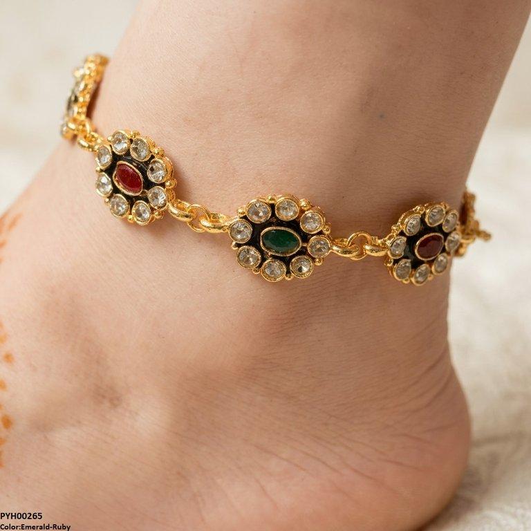 PYH00265 ABD Oval Flower Single Anklet - PYH