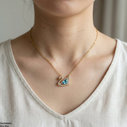 TNCH00424 TNR Stainless Steel Zircon Duck Necklace  - TNCH