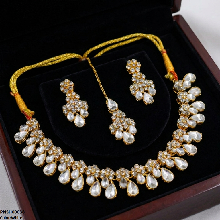 PNSH00038 FRN Flower/Tear Necklace Set - PNSH