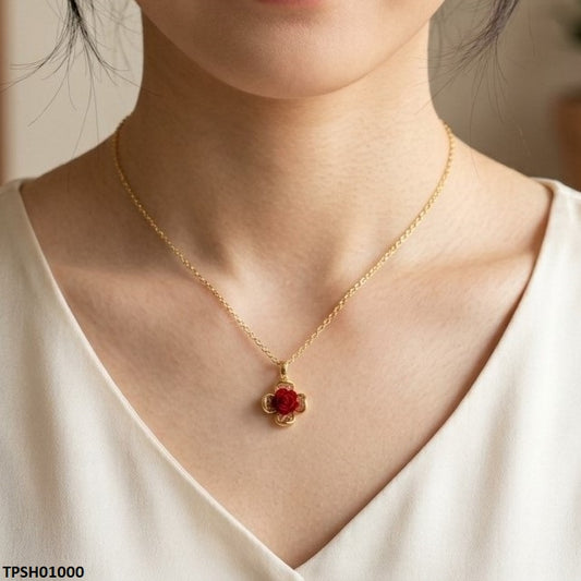 TPSH01000 TNR Stainless Steel Zircon Rose Pendant - TPSH