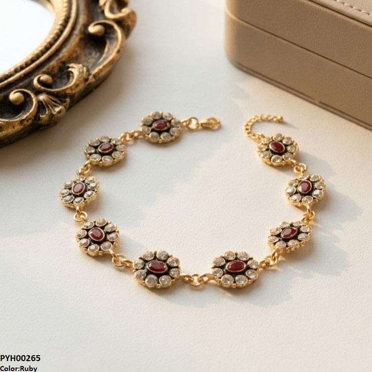 PYH00265 ABD Oval Flower Single Anklet - PYH